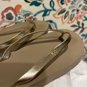Tory Burch Women's Metallic Leather Flip Flop Sandal